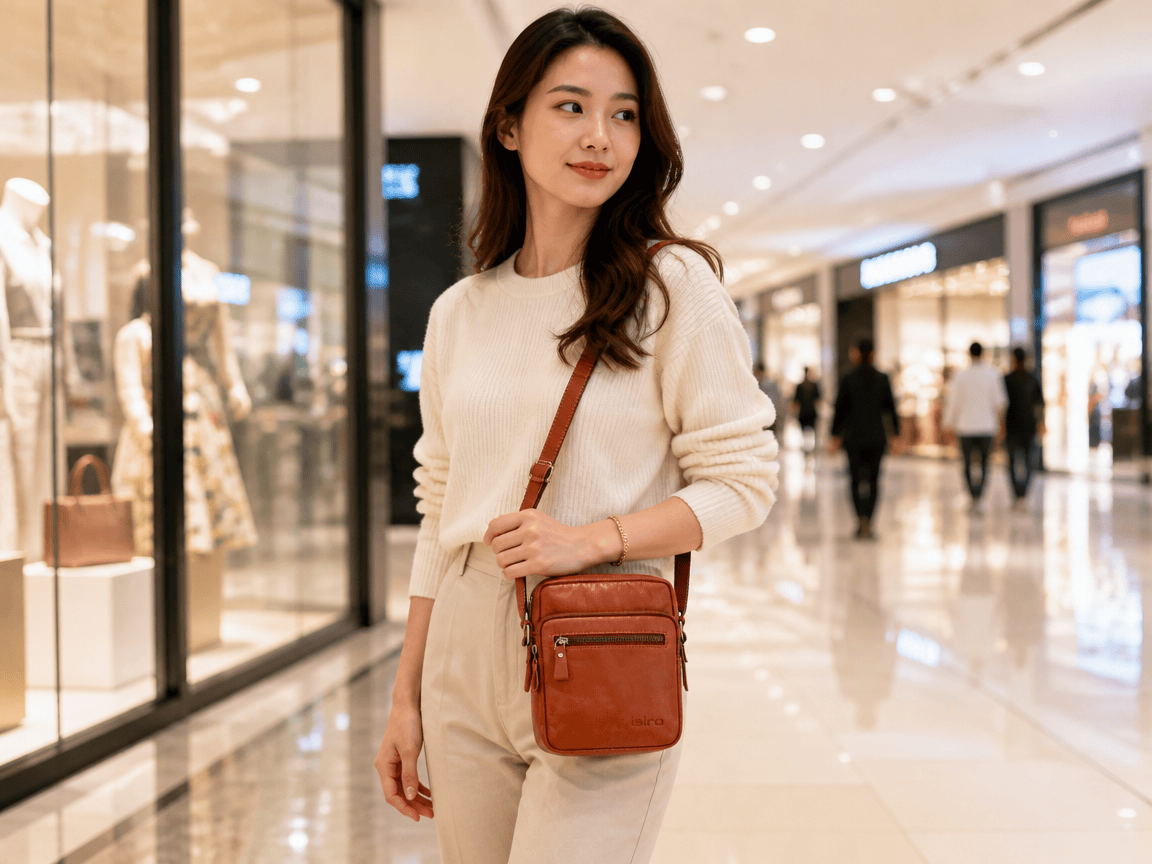 Brown Leather Shoulder Bag: Men's Crossbody Satchel