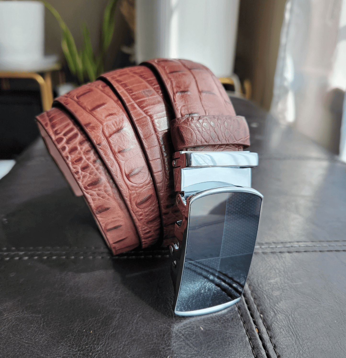 Crocodile Embossed Genuine Leather Belts - Isiro Canada