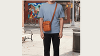 Brown Leather Shoulder Bag: Men's Crossbody Satchel