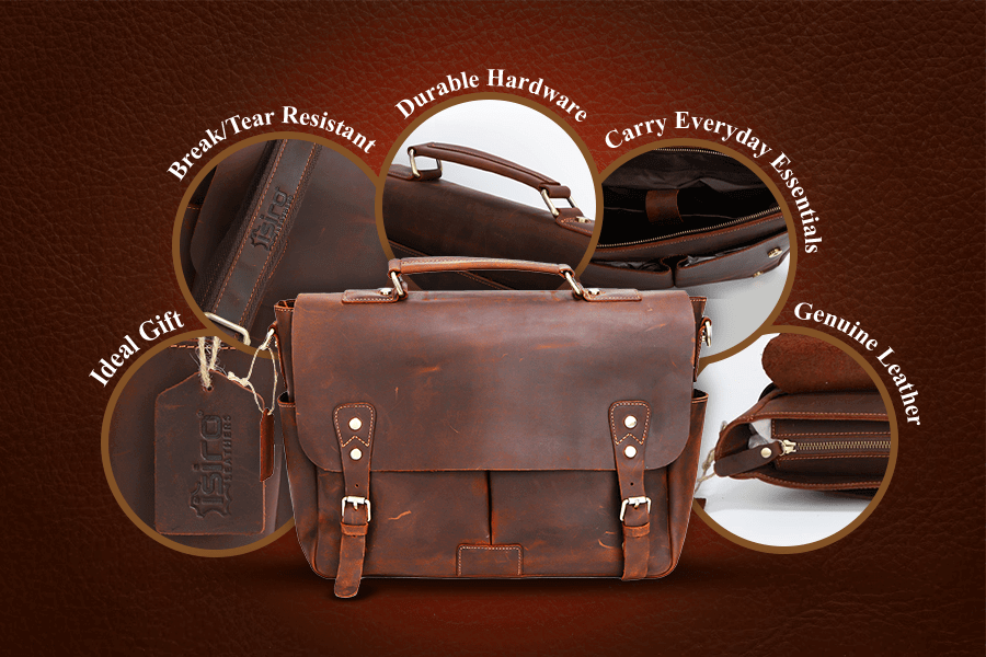 Premium Ashton Leather Briefcase Bag Stylish Functional